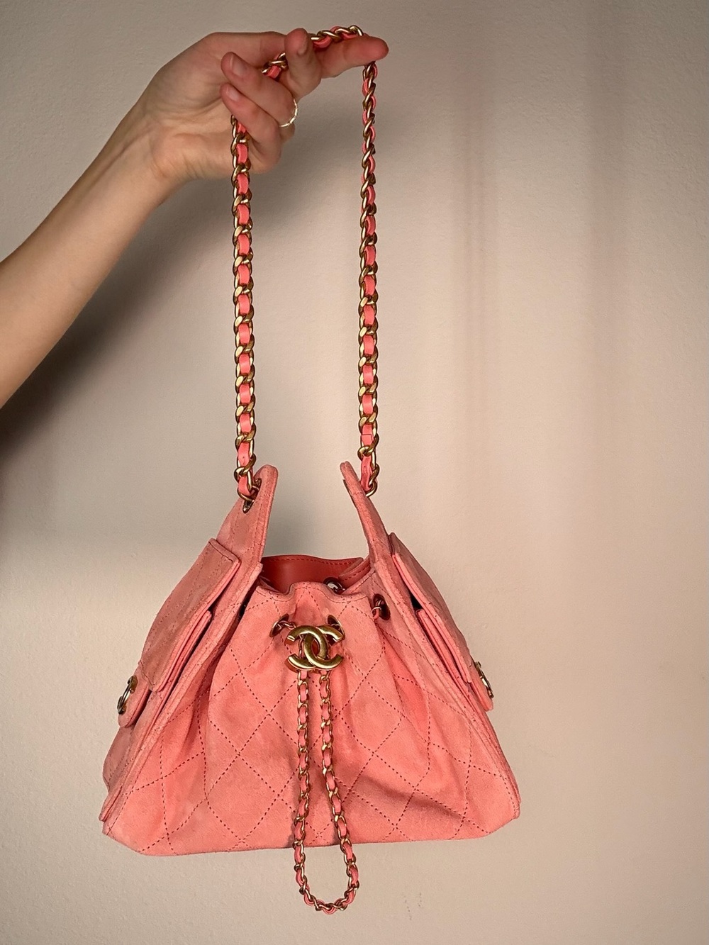 Chanel 25 mini pink suede